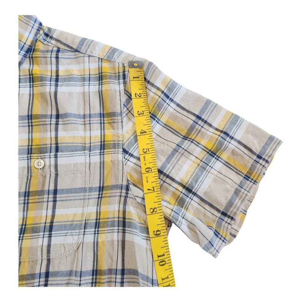 The North Face Shirt Adult Size Medium Gray Yellow Plaid Button Up Mens Outdoors